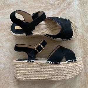 Top Shop Black Suede Espadrille Platforms